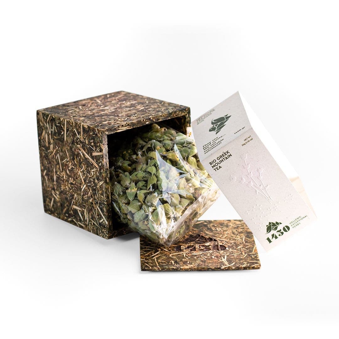 Open Tee Board box with bio Greek mountain tea sachet