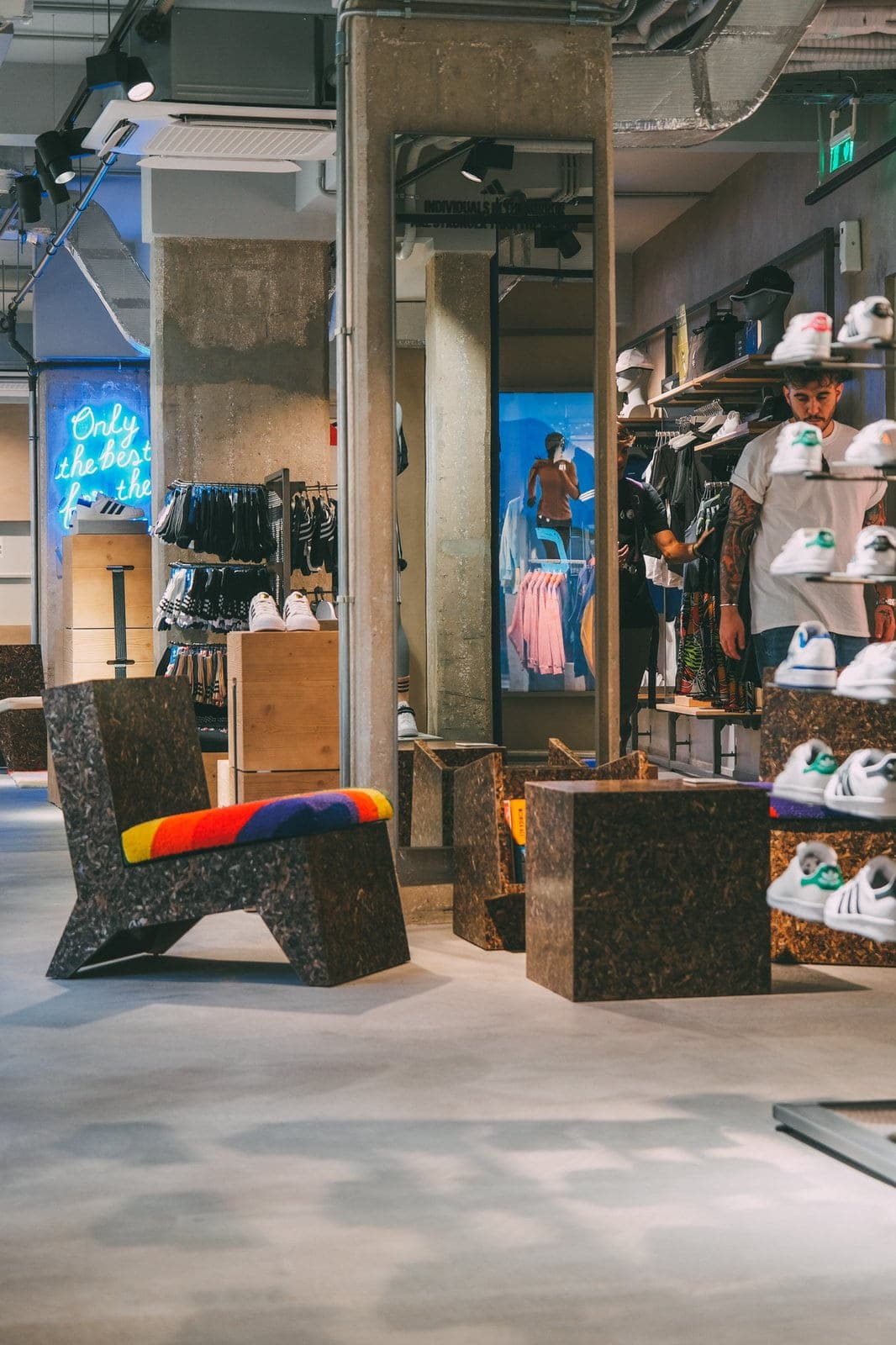 Store floor — PHEE Board chairs and shoe display